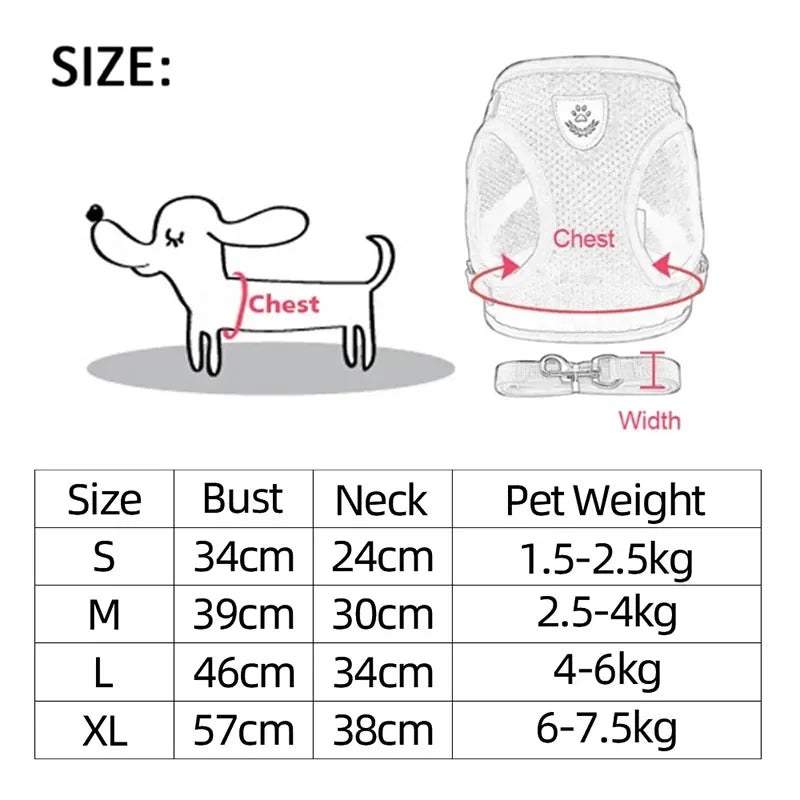 Adjustable Escape-Proof Cat Harness and Leash Set - Soft Mesh Reflective Vest for Kittens and Small Dogs