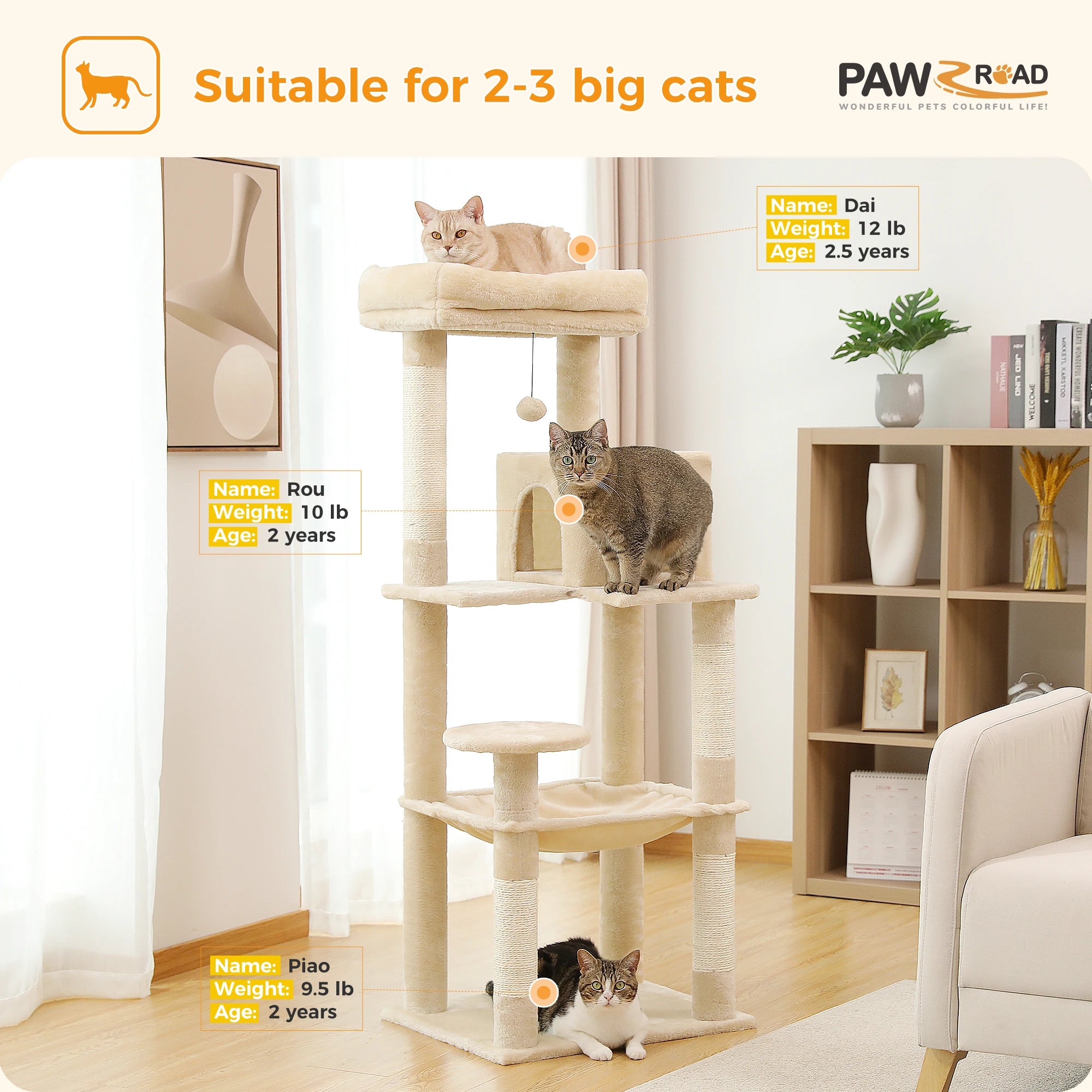 MyPurePaw™ 5-Level Luxury Cat Tower